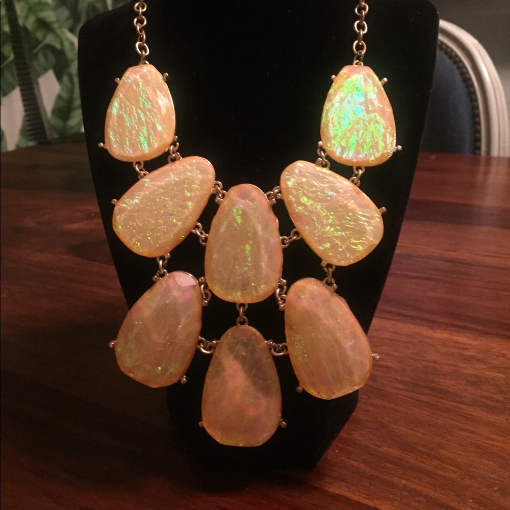 Yellow iridescent stone statement necklace